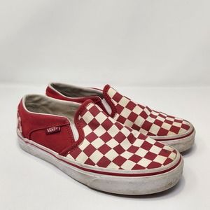 Vans Red and White Checkered Athletic Shoes